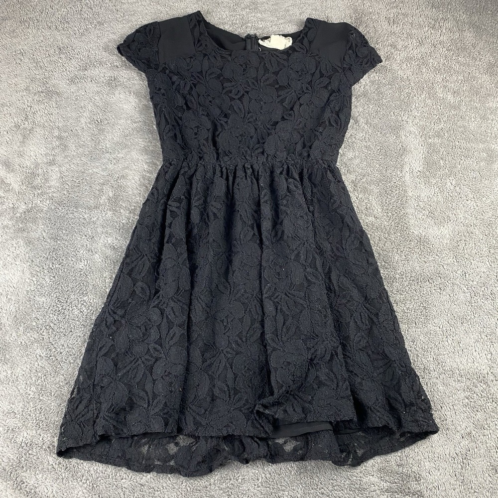 Coincidence‎ & Chance Black Lace Cap Sleeve A-line Mini Dress Womens XS